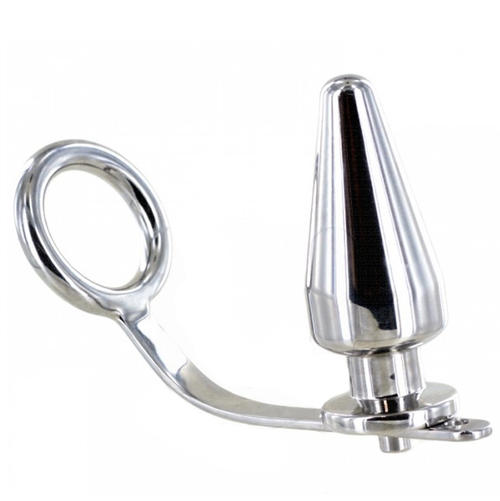Anneau pénien en acier avec plug anal — vue principale