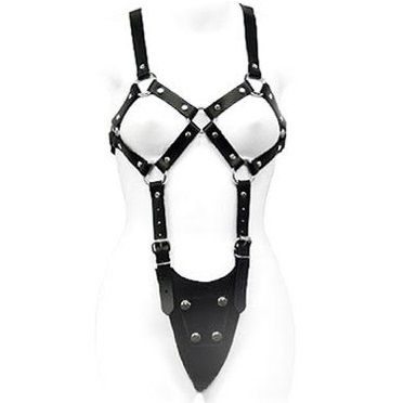 Harnais corps cuir femme réglable BDSM — détail produit