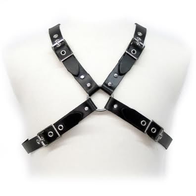 Harnais cuir homme croix réglable BDSM — vue principale