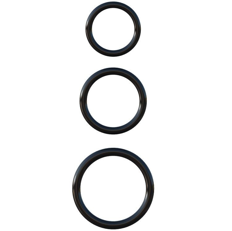 Set de 3 anneaux péniens en silicone extensible — vue principale