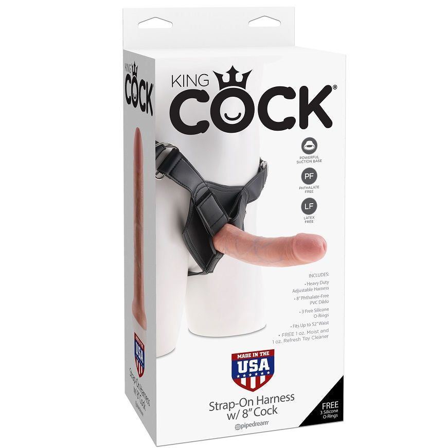 Boîte d'emballage King Cock du harnais avec gode de 8 pouces, packaging Pipedream