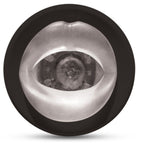 Vue de dessus du masturbateur Roto-Bator, ouverture du manchon en relief abstrait sur coque noire, texture interne non anatomique pour stimulation rotative.