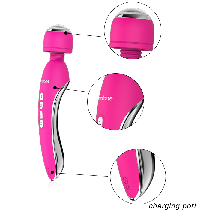 Stimulateur vibrant avec tête à micro-courants — détail texture surface