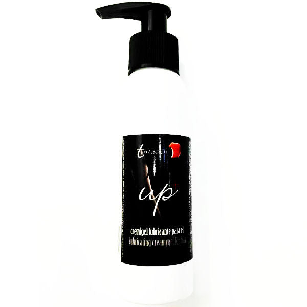 Flacon pompe blanc de Cremigel Up lubrifiant stimulant masculin Tentacion 100 ml, effet vasodilatateur au menthol pour intensifier les sensations