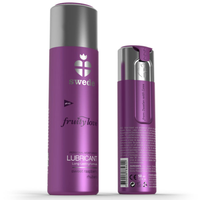 Lubrifiant gourmand framboise rhubarbe base eau — vue de dos