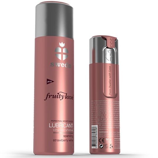 Lubrifiant gourmand vin mousseux fraise base eau — vue de dos
