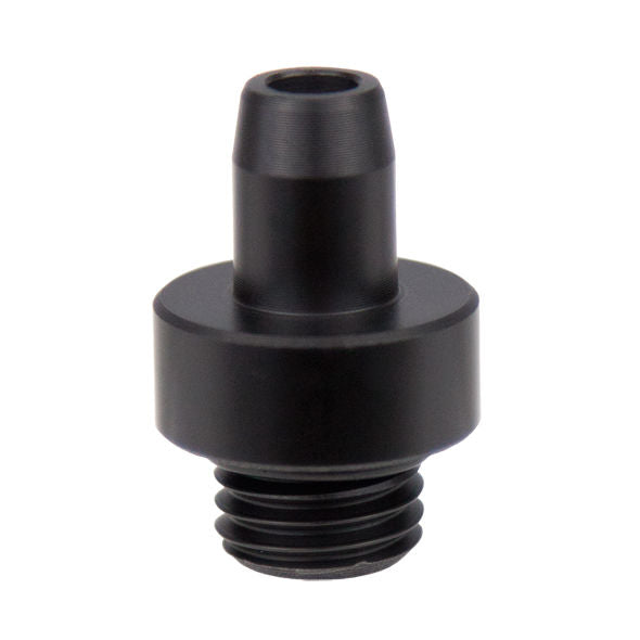 Connecteur filete noir du kit Bathmate Hydrouche, piece de raccordement vissable du systeme de lavement hydraulique par vide aquatique, gros plan technique