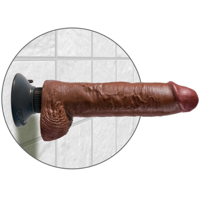 Gode réaliste vibrant avec testicules marron — détail produit
