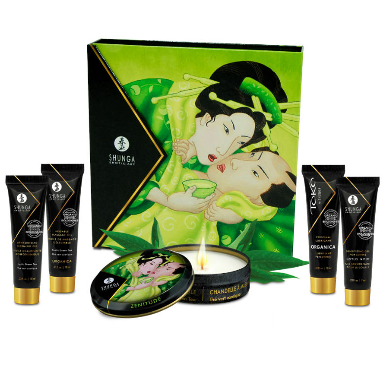 Coffret massage Thé Vert Shunga pour couples — détail produit