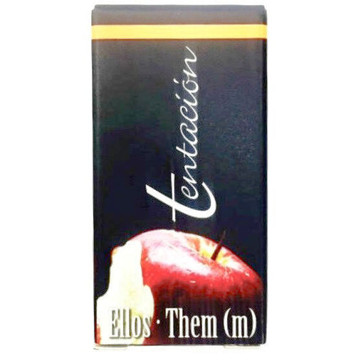 Etui noir Tentacion Ellos Them elixir de pheromones pour homme, packaging a pomme rouge du flacon verre 7 ml pense pour l'attraction masculine
