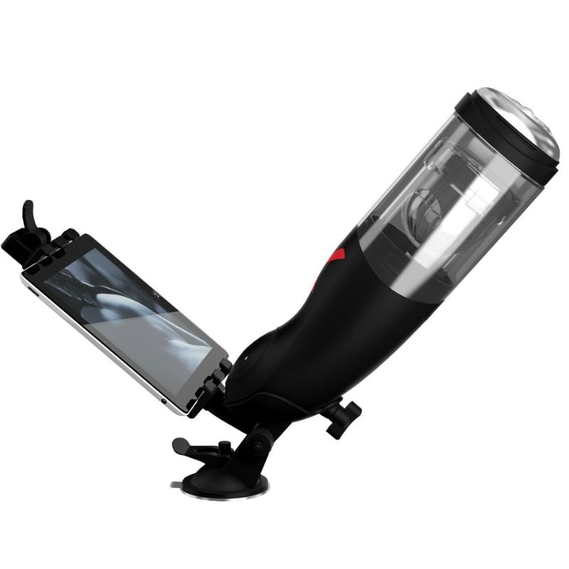 Méga-Bator Deluxe PDX Elite — autre angle du montage sur support avec tablette fixée