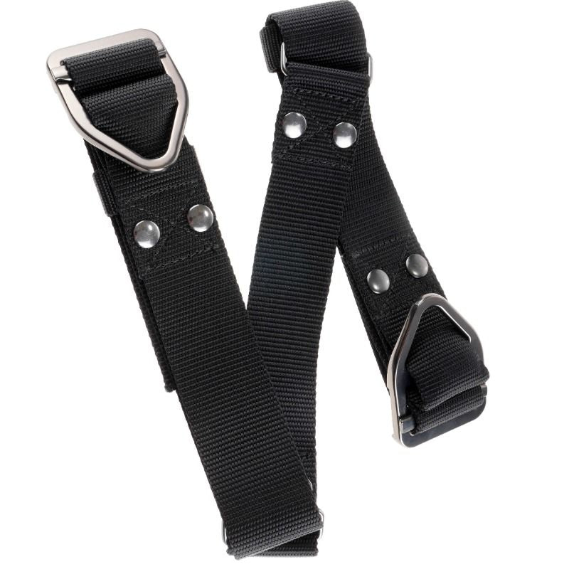 Entrave de biceps sangles nylon et acier inoxydable — détail texture surface