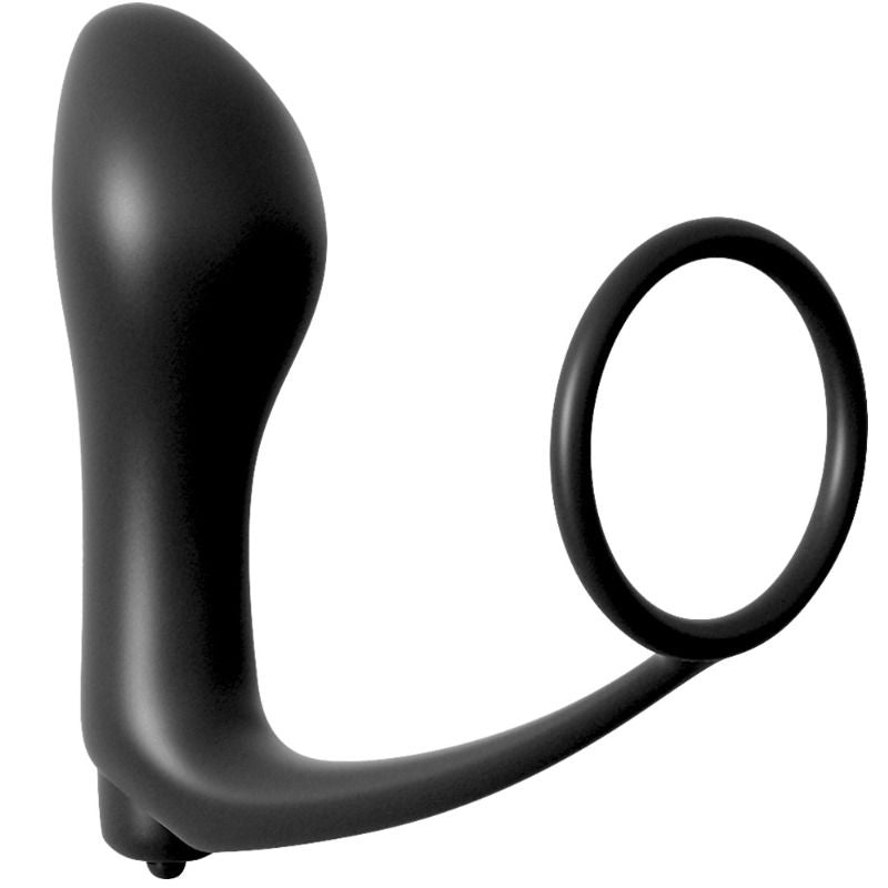 Plug anal vibrant Ass-Gasm avec anneau pénien intégré, vue de profil