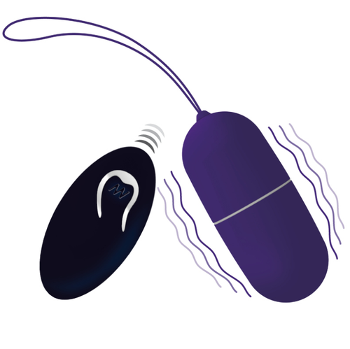 Oeuf vibrant Flippy Egg I violet au capuchon argent avec ondes de vibration et telecommande ovale Intense, lanette de retrait, sextoy interne discret