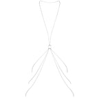 Schema de la chaine de corps en forme de 8 Bijoux Indiscrets presente a plat sur fond blanc, bijou metallique argente a draper sur le corps ou sur la lingerie.