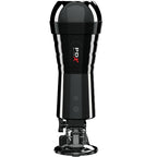 Masturbateur PDX Elite effet de compresseur — vue de profil fixé sur son support à ventouse
