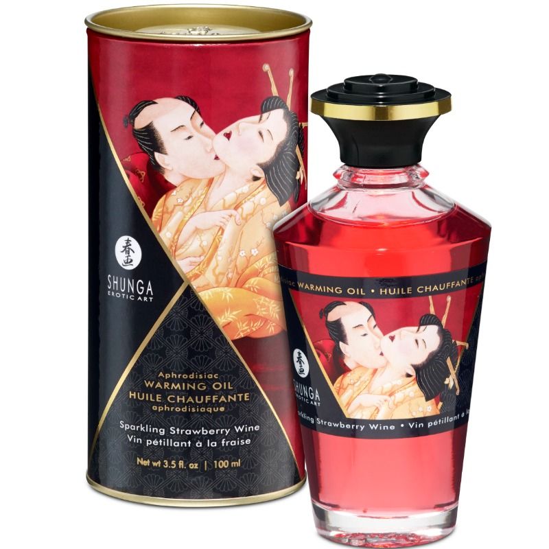 Huile de massage effet chaleur fraises et cava 100 ml — vue principale