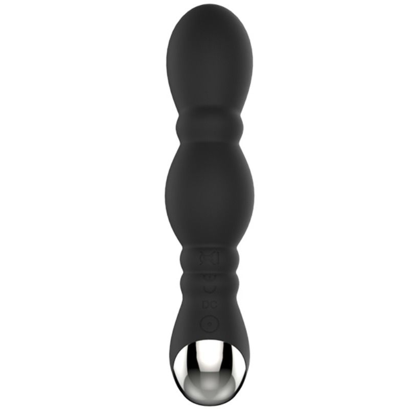 Masseur de prostate Dragon noir vu de face, boutons de commande visibles sur la base