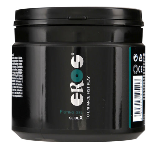 Grand pot noir Eros SlideX gel de fisting, large contenance, formule a glisse extra longue pour la penetration anale et les jeux exigeants