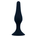 Plug anal Intense Anal Level 2 en silicone bleu nuit, vue de face, corps conique elance a pointe affinee et base ventouse circulaire pour un maintien stable.