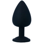 Plug anal silicone noir base diamant — vue de profil