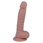 Gode realiste evolutif Intense de trois quarts, tige fine veinee et gland prononce, petits testicules et ventouse, modele de 20 cm en PVC pour debutants.