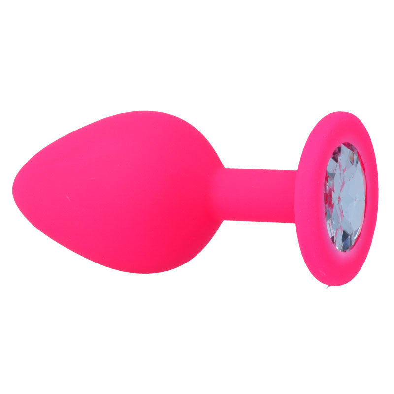 Plug anal en silicone base diamant pointe douce — vue de profil