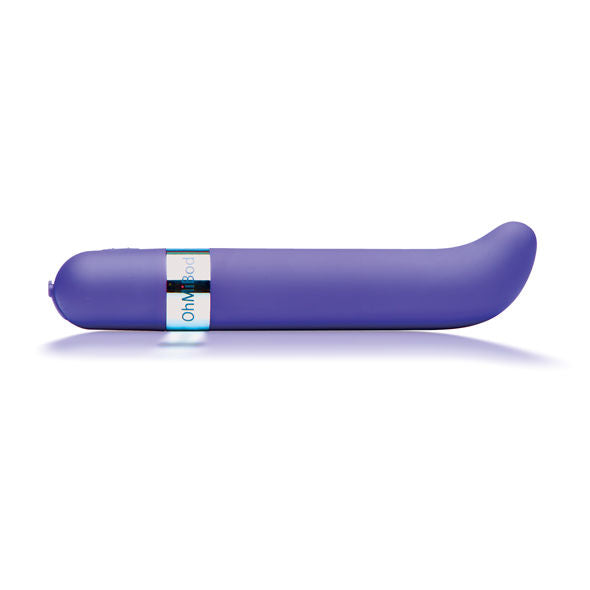 Vibromasseur point G OhMiBod Freestyle G violet en ABS avec revêtement velouté, vue de profil.