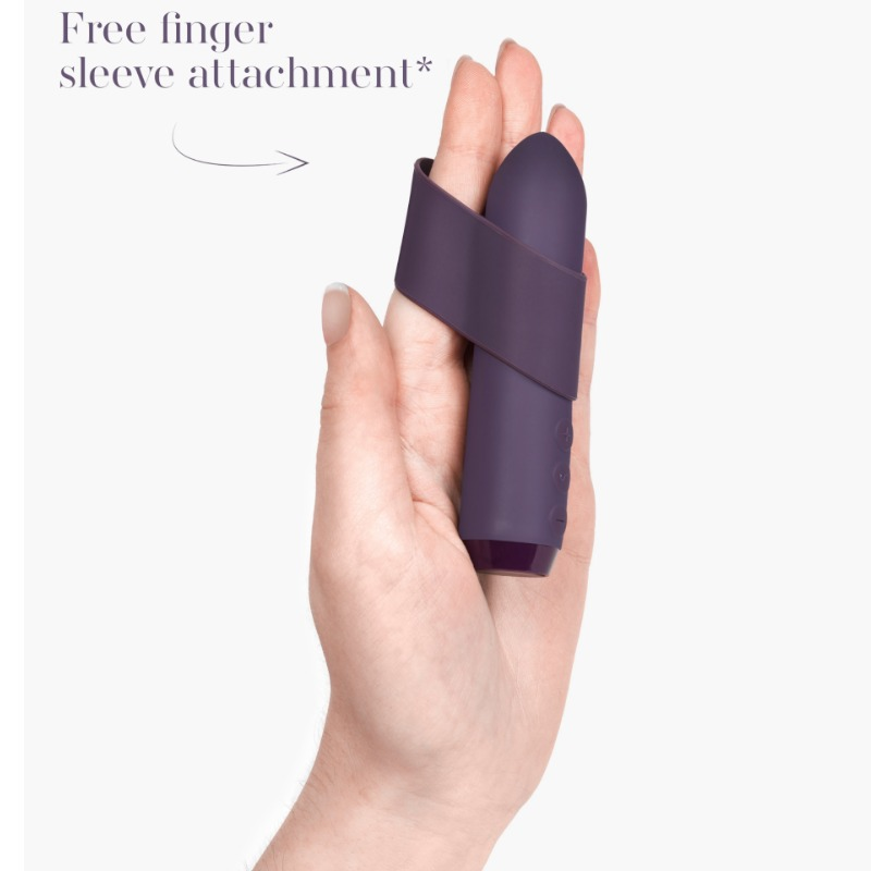 Mini vibromasseur bullet silicone avec manchon de doigt — vue de dos
