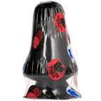 Plug anal All Black silicone de 12 cm dans son emballage plastique a pastilles colorees, forme conique lisse visible, conditionnement scelle de la marque.