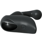 Télécommande sans fil noire du stimulateur de prostate, coque galbée et lisse avec bouton central, accessoire de pilotage à distance des vibrations du point P.