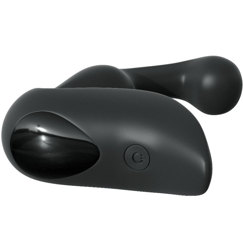 Télécommande sans fil noire du stimulateur de prostate, coque galbée et lisse avec bouton central, accessoire de pilotage à distance des vibrations du point P.