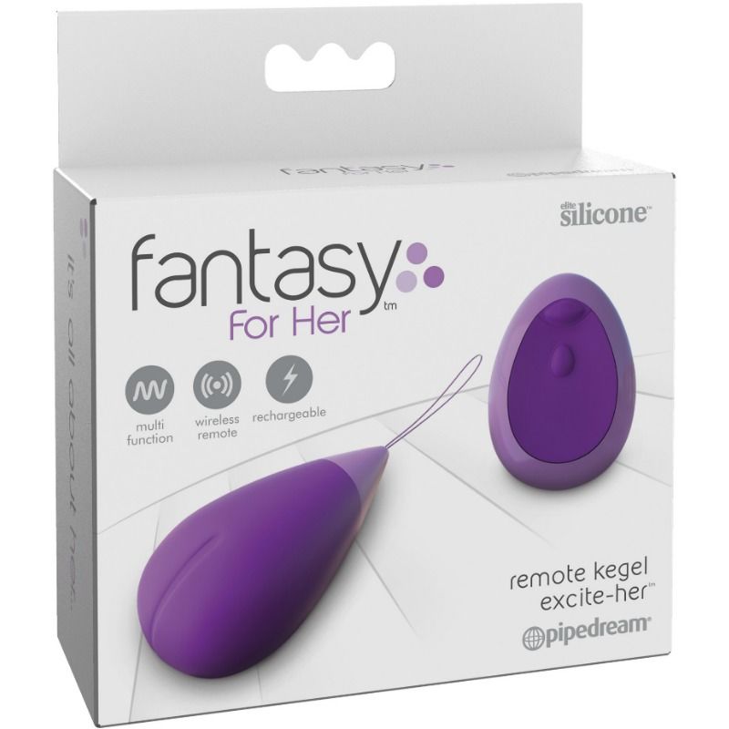 Emballage du Fantasy For Her Remote Kegel Excite-Her, boule connectée et télécommande sans fil Pipedream