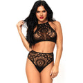 Ensemble 2 pièces dentelle Bali noir Leg Avenue — vue principale