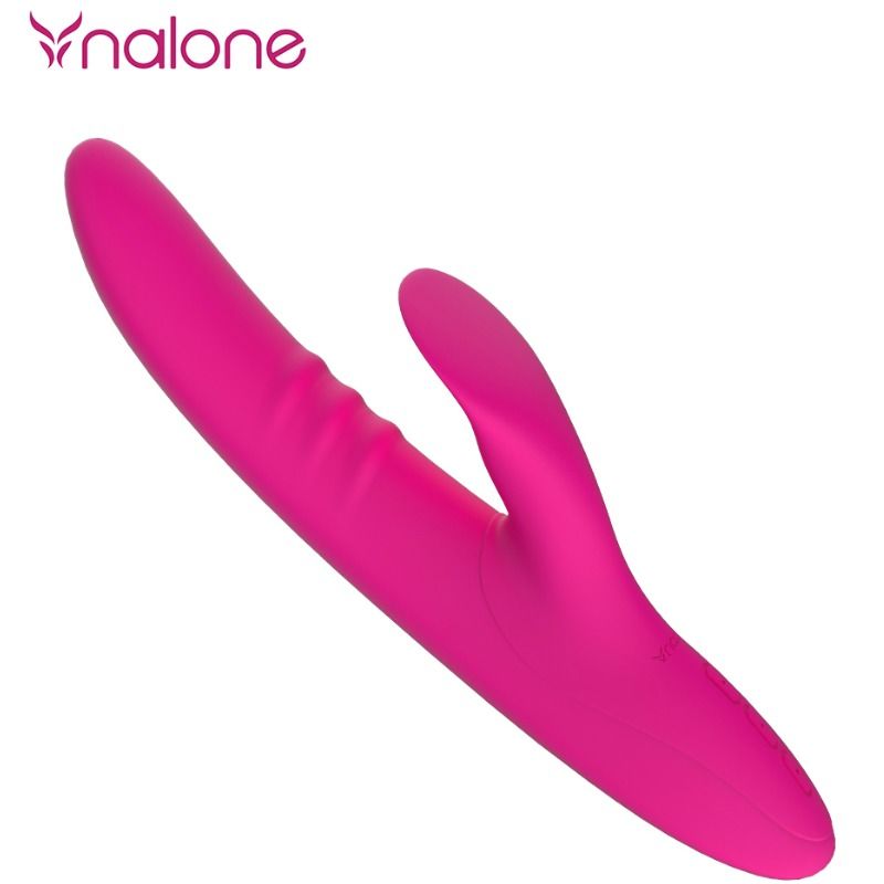 Vibromasseur Peri Nalone rose vu en diagonale : corps souple et langue flexible en silicone, mode oscillant puissant, jouet compact facile a manier.