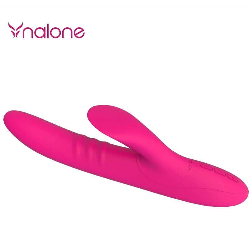 Vibromasseur Peri Nalone rose couche, langue vers le haut : tige en silicone et ABS, mode oscillant et 7 modes de balancement pour stimuler le clitoris.