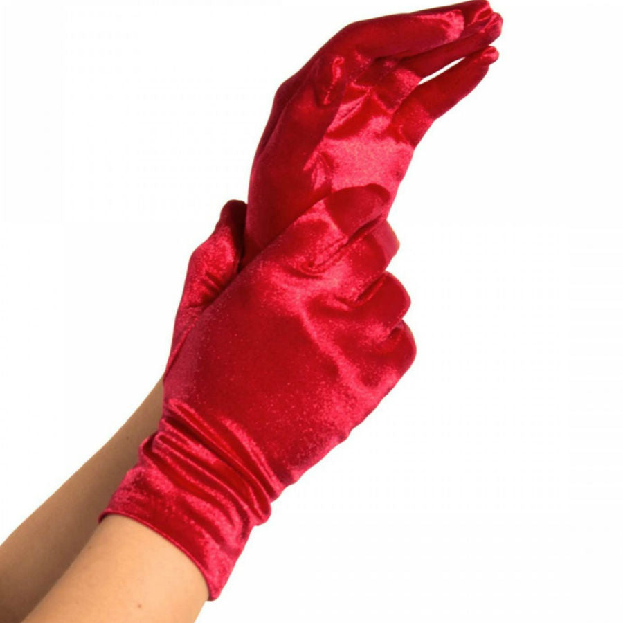 Gants courts en satin brillant élégants — vue de profil