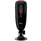 Masturbateur PDX Elite vu de face posé sur sa ventouse, boutons de commande rouges et logo PDX Elite