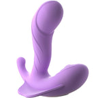 Stimulateur G-Spot Stimulate-Her mauve, vue de trois quarts, bras courbé nervuré et base à picot clitoridien