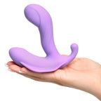 Stimulateur G-Spot Stimulate-Her posé à plat dans une main ouverte, vue de profil
