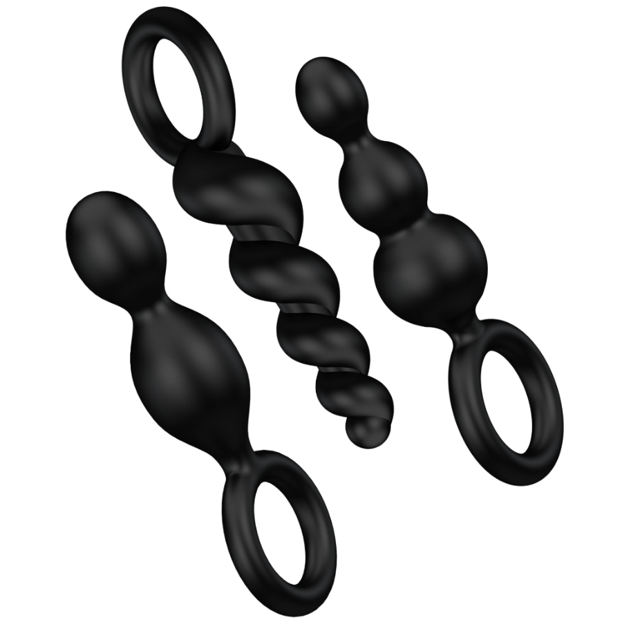 Coffret 3 plugs anal silicone progressifs — vue de profil