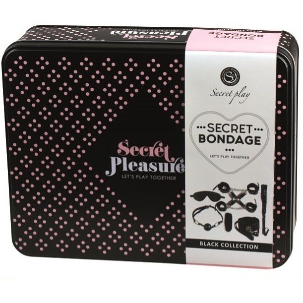 Coffret BDSM 8 pièces en cuir synthétique noir — vue principale