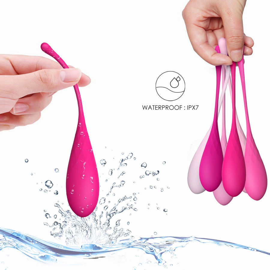Set de boules de Geisha progressives en silicone 6 pièces — détail texture surface