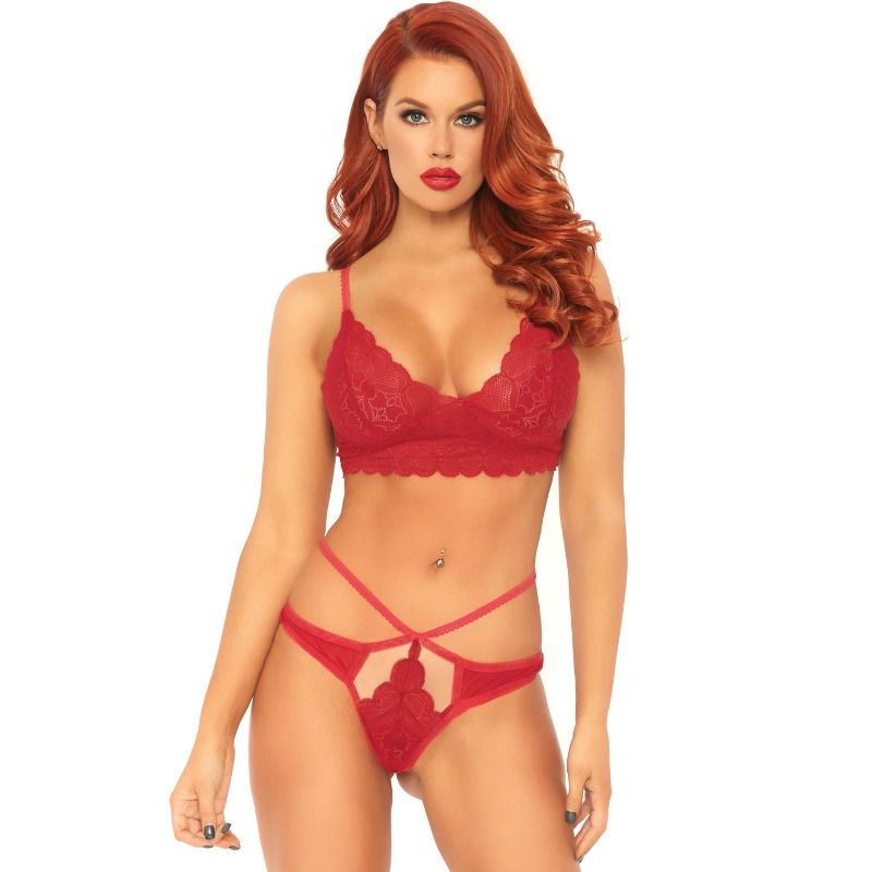 Ensemble bralette et string Sweetheart dentelle rouge — vue principale