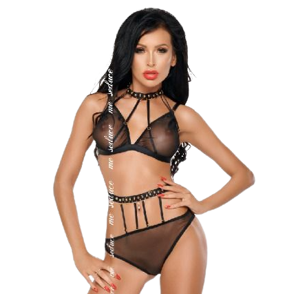 Ensemble deux pièces Dotty noir tulle caoutchouc — détail produit