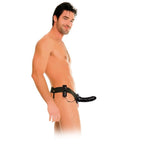 Gros plan sur un homme portant le harnais creux vibrant noir Fetish Fantasy Series, vue de profil