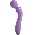 Duo Wand Massage Elle lilas, vue de profil sur fond blanc, tete ronde et col incurve avec bague metallisee