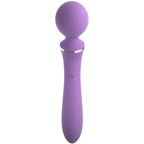 Duo Wand Massage Elle lilas, vue de face verticale montrant le port de charge marque DC sur le manche
