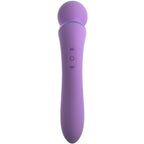Duo Wand Massage Elle lilas, vue de face verticale montrant les trois boutons de commande sous le col