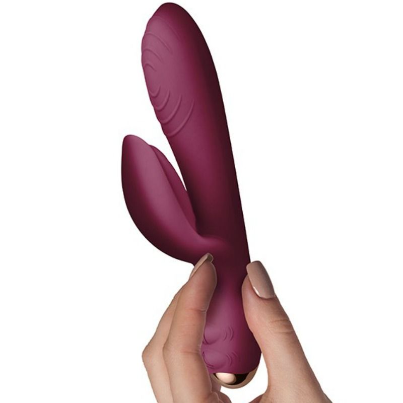 Vibromasseur rabbit double moteur en silicone bourgogne — vue de dos